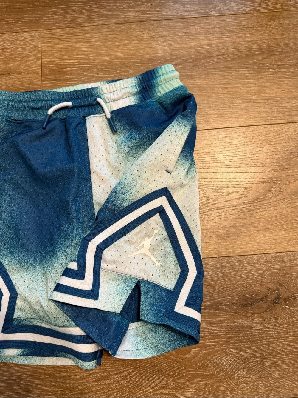 Jordan Blue/Teal Ombre Mesh Athletic Shorts with White Trim